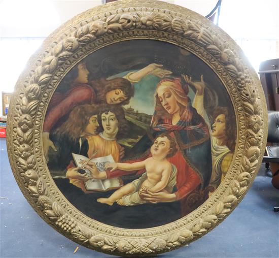 After Sandro Botticelli The Madonna of the Book, or the Madonna del Libro tondo, 43in.